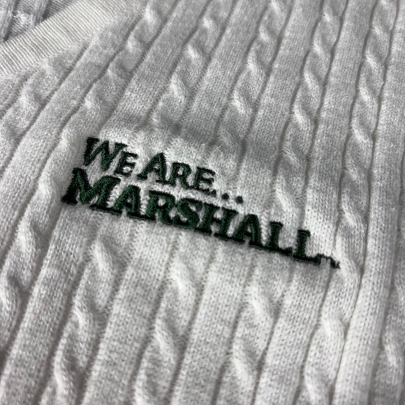 Ashworth XL White Cable Knit Sweater We Are Marshall Pullover Women's Vintage - Picture 2 of 7